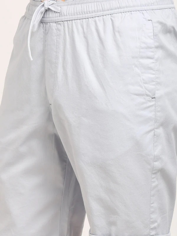 Indian Terrain Men's Regular Fit Solid Blue Shorts